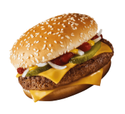 a floating burger just right at the top of the big sized MacDonald logo