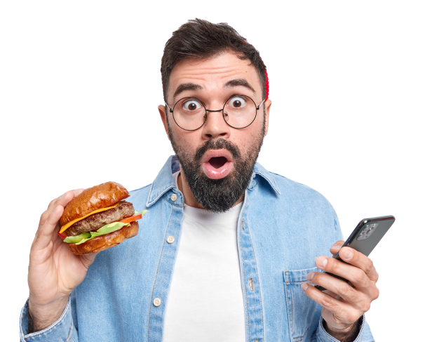 customer who is hungry holding a MacDonald.